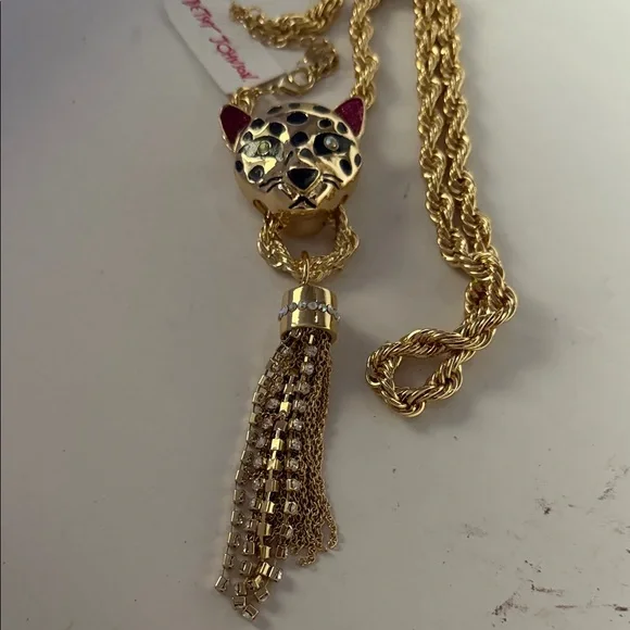 Betsey Johnson Gold Leopard Pendant Necklace NWT - Picture 2 of 13